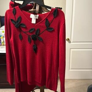 Red sweater skirt set